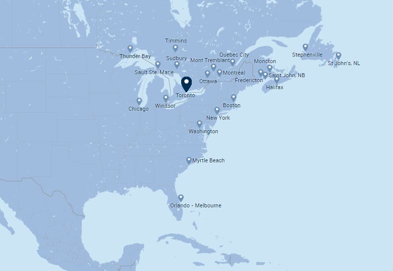 Canadian Porter Airlines's Route Map